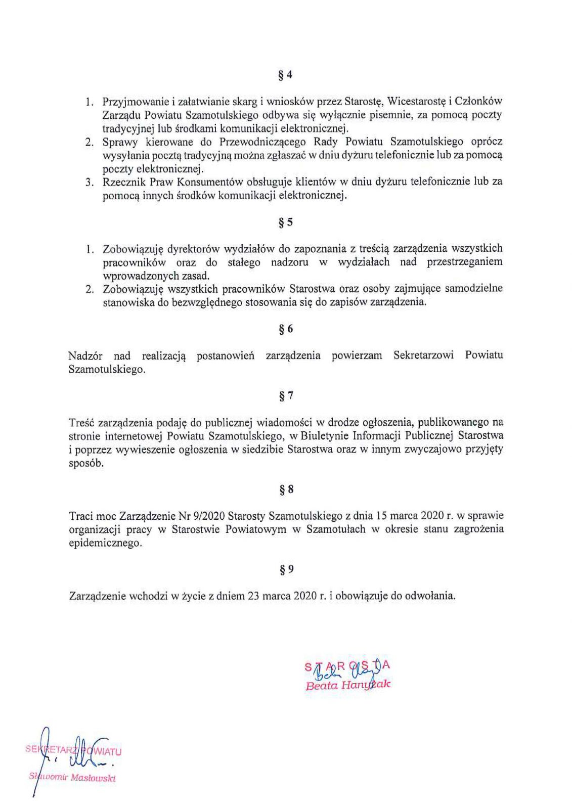 Zarządzenie Starosty 2
